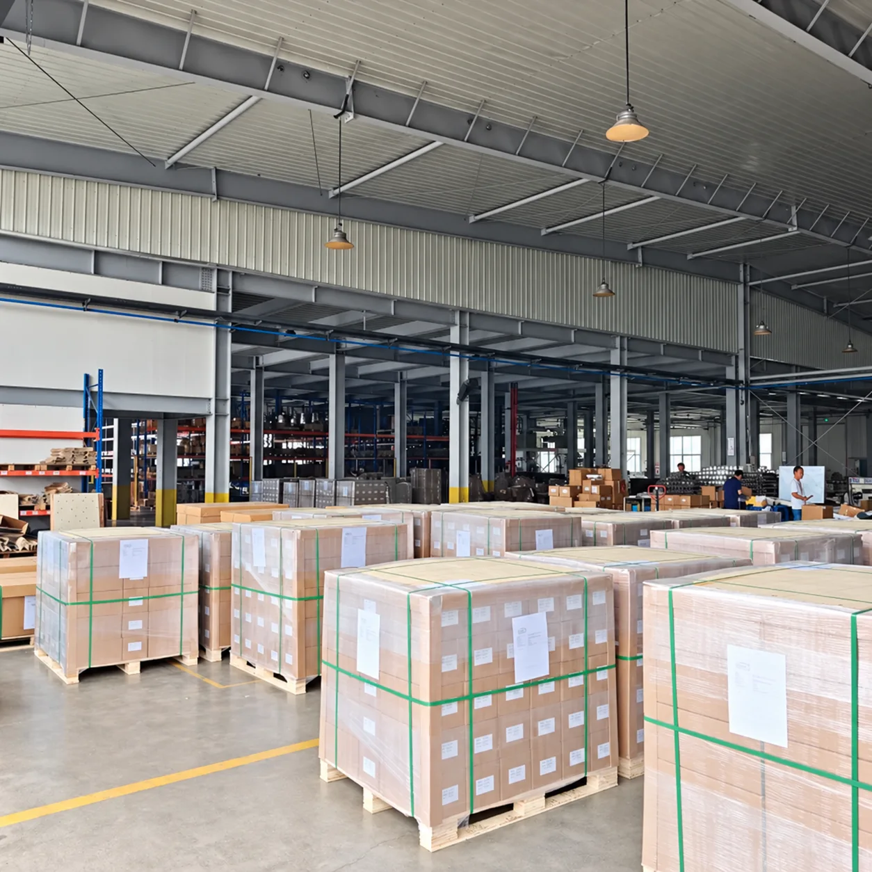 Packed brake pad orders staged for export