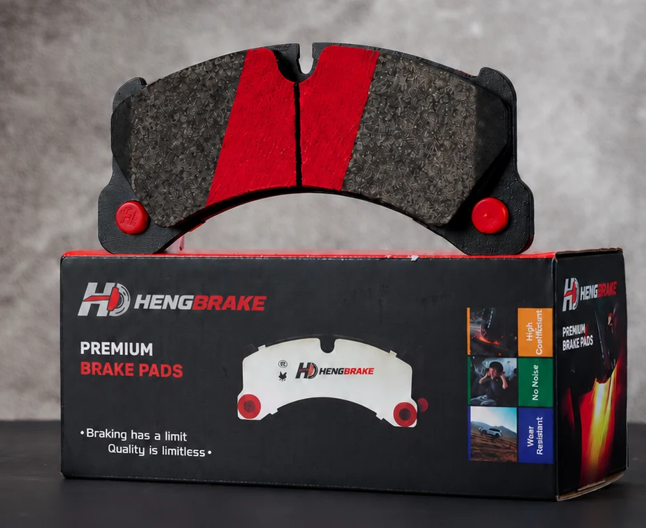 HENGBRAKE commercial brake pad and branded packaging visualization